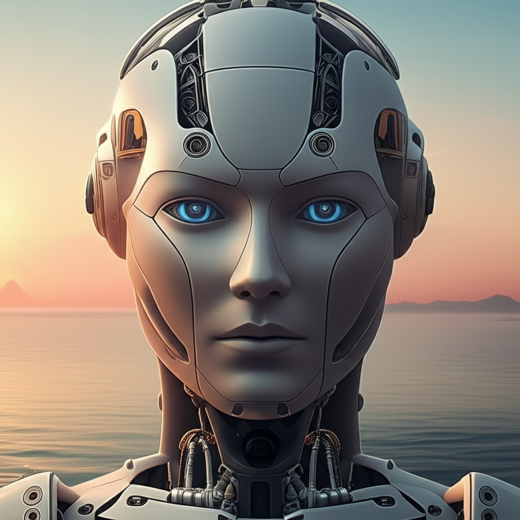 Humanoid AI Robot Head